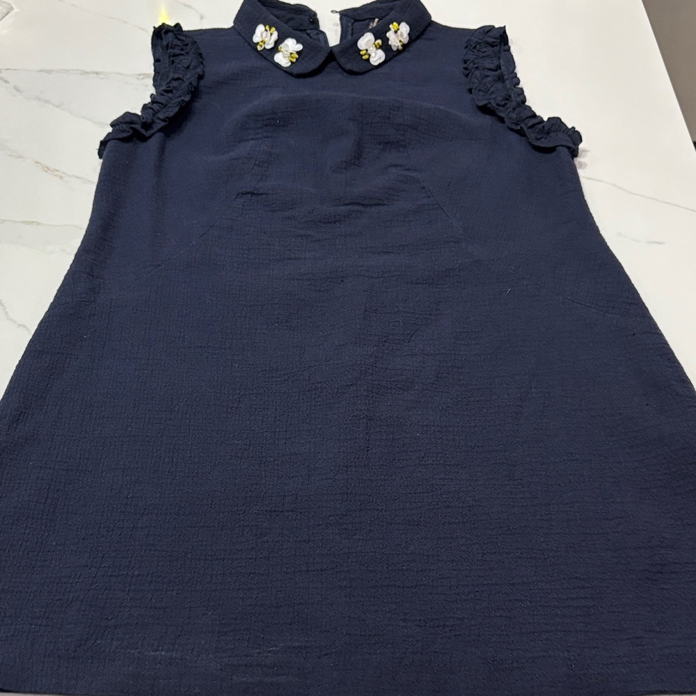 Zara Navy Sleeveless Mini beaded bumblebee Peter Pan Collar - Picture 3 of 13